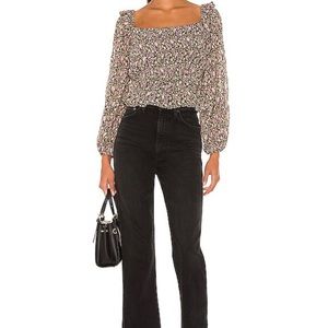 Astr The Label - Elva Bkack Fuchsia Top